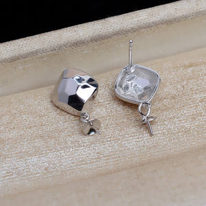 Boucles d'oreilles clous en argent S925 Wenchi pour femme, pendentif personnalisé avec perle, accessoires de bijoux DIY semi-finis 16027 Chine - Product Image 2