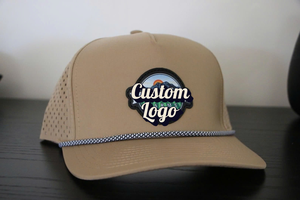 Gorra de béisbol deportiva OEM resistente al agua al por mayor, gorras impermeables cortadas con láser, gorra de cuerda de 5 paneles perforada de silicona personalizada - Product Image 4