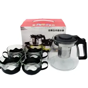 Gift Heat Resistant Plastic Handle Glass cup Glass Teapot Tea Pot With Stainless Steel Infuser