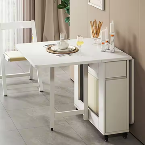 Ensemble table et chaises pliantes multifonctionnelles de petite taille en bois massif et métal pour usage hôtelier - Product Image 2
