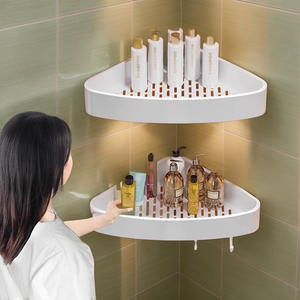 Vente flash : Étagère de rangement triangulaire simple pour la maison, sans perçage, à fixer au mur, organisateur en plastique pour cuisine et salle de bain, <span class=keywords><strong>coin</strong></span>, injection - Product Image 4