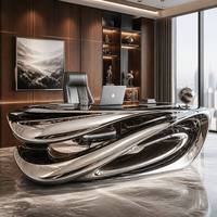 Artisanat métallique en forme de bureau, forgé à la main, poli miroir, en acier inoxydable de luxe, design tendance, personnalisé pour bureau et hôtel