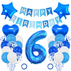 <span class=keywords><strong>Kit</strong></span> de ballons bleus pour <span class=keywords><strong>anniversaire</strong></span> d'enfants, fournitures pour fête d'<span class=keywords><strong>anniversaire</strong></span>, baby shower, bannière d'<span class=keywords><strong>anniversaire</strong></span>, drapeau suspendu, accessoires de fond photo - Product Image 4