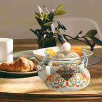Bouilloire rétro en métal émaillé en forme de poire avec infuseur, pour thé et café, compatible cuisinière, avec poignée pour usage domestique quotidien, accessoire pour pot à eau