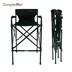 Simpleme uzun taşınabilir güzellik salonu saç şekillendirici sandalye hafif alüminyum katlanabilir makyaj koltuğu