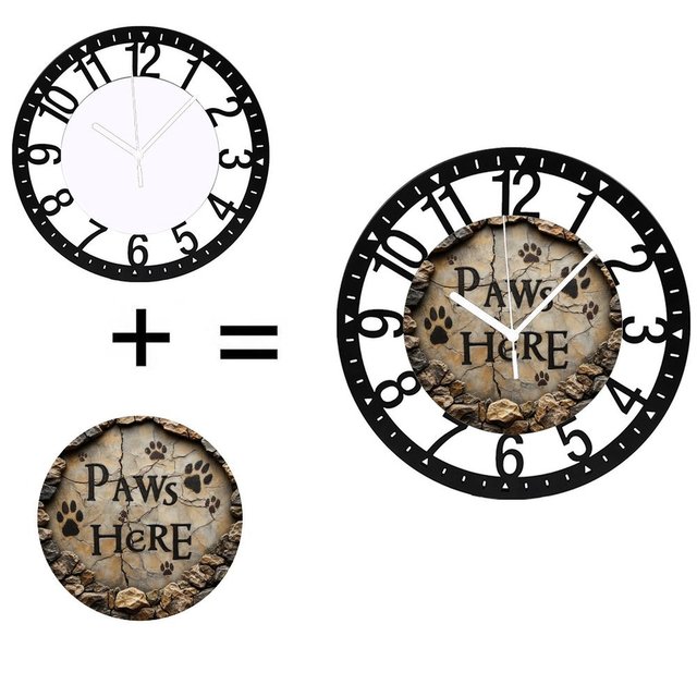 25cm Round Iron Wall Clock Designed as a Miniature Industrial Wall Sconce