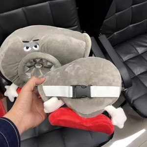 Ensemble d'accessoires intérieurs pour voiture JDM, style minimaliste, oreiller de tête en peluche et support lombaire avec mousse à mémoire de forme, coussin lombaire style turbo - Product Image 1