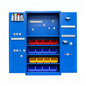 Armoire à outils robuste avec roulettes, armoire de rangement en acier à double porte avec serrure, étagères réglables pour garage, atelier - Product Image 1