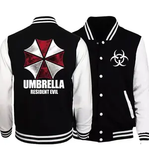 Custom Print Logo Umbrella Resident Evil Baseball Coat Sports Sweatshirt Jacket Men Teens Varsity Jacket