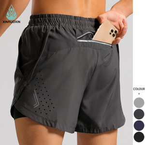 Jogger da corsa da uomo a doppio strato eleganti sport estivi traspiranti ad asciugatura rapida <span class=keywords><strong>con</strong></span> tasca sul retro pantaloncini Athleisure - Product Image 1