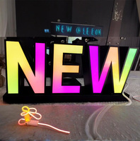 Lettres lumineuses en néon LED en acrylique et acier inoxydable, bord RGB, couleur pleine, lettres publicitaires, forme personnalisable en 3D