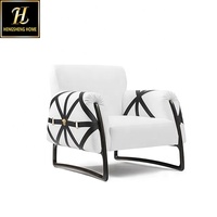 Italie minimalisme extérieur Designer canapé chaise ensemble doux blanc velours fauteuil pour villa