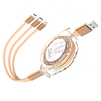 Câble de chargeur USB rétractable universel 3 en 1, personnalisable avec votre Logo, Multiple, 3 en 1, 18 pièces