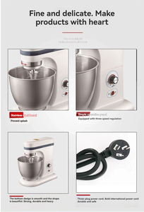 Pétrin multifonctionnel avec bol en acier inoxydable, moteur électrique à 3 vitesses et crochet pétrisseur <span class=keywords><strong>professionnel</strong></span> pour boulangerie - Product Image 2