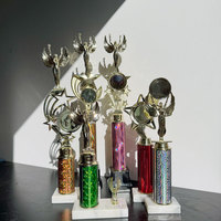 Trophées de sport en acrylique vierges avec base en marbre, plaqués or, logo personnalisé, durables pour la reconnaissance, trophées, médailles, plaques