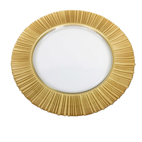 Assiettes de présentation de fête de luxe Assiettes de présentation transparentes en verre martelé à bordure dorée pour mariage