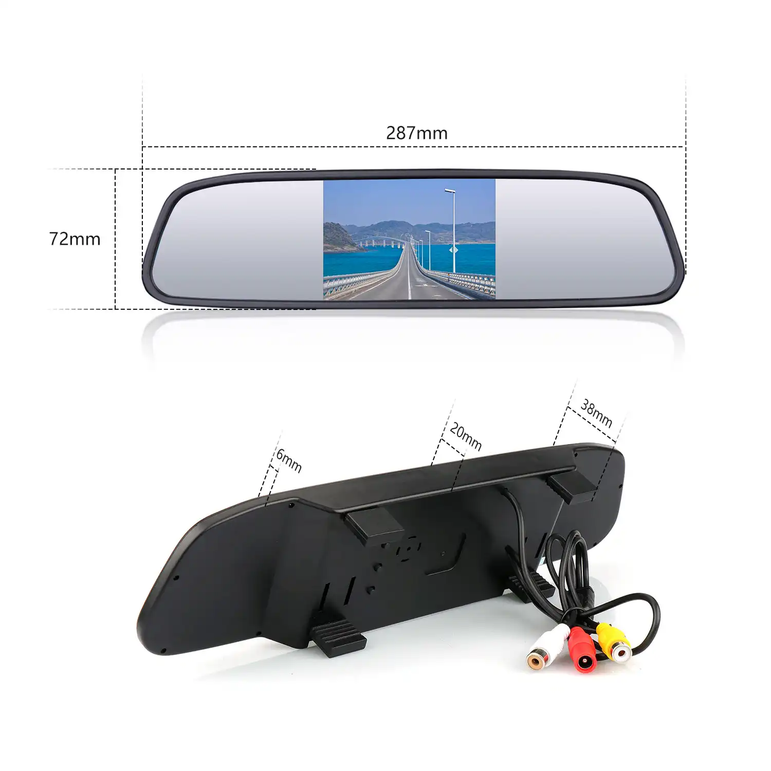 Made in China 4.3 polegadas Tela Espelho Retrovisor Do Carro Monitor Espelho LCD Com Fio para o Carro Invertendo Estacionamento