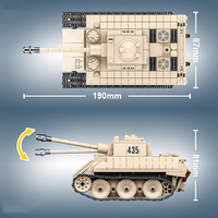 Kit de Modelo de Plástico del Tanque Leopard VK1602 de la Segunda Guerra Mundial, 446 Piezas, Juguete Educativo de Construcción, Bloques de Construcción del Tanque Panther Alemán