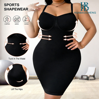 Robe gainante sportive respirante sans couture à bretelles spaghetti pour femme grande taille, contrôle du ventre et remonte-fesses, marque privée, vente en gros