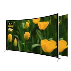 Televisor inteligente LED UHD 4K curvo de 55 pulgadas, pantalla grande, venta al por mayor de fábrica