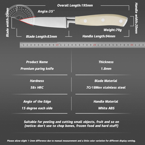 Grandsharp 3,5 ''cuchillo de cocina para pelar de acero inoxidable de alto carbono para pelar frutas pequeñas Chef cuchillos de cocina para pelar con mango de ABS - Product Image 6