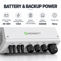 Convertisseur hybride Growatt WIT 5K-HU pour maison, batterie LiFePO4 basse tension 48V, protection IP65, montage mural