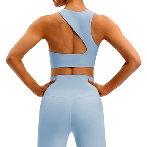 Sujetador deportivo para gimnasio y Fitness para mujer, sujetador de Yoga para el cuello, ropa interior de entrenamiento a prueba de golpes, mangas sin mangas, camiseta atlética - Product Image 1