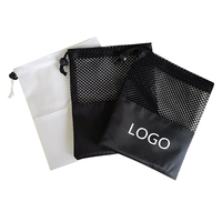 Sac à cordon en polyester avec empiècements en maille, motif personnalisé, pratique, réutilisable, durable, pour le sport, le football, le rangement et le shopping