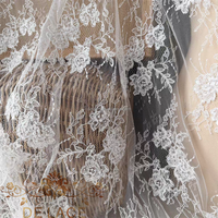 DELACE SXGN Dentelle Chantilly française exquise avec cordons, dentelle à cils brodée, tissu perlé, dentelle cordonnée pour robe de mariée