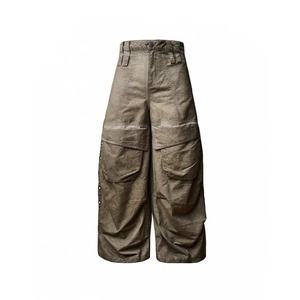 Pantalon large de style vintage pour homme, streetwear hip-hop, lavage sale, vêtements de travail baggy, jeans, faible MOQ - Product Image 6