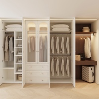 Armoire de chambre à six portes en bois de style français moderne Yigeju, blanche et marron, avec coiffeuse, meuble autoportant pour la maison