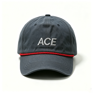 Custom Embroidery ACE 6-Panel Washed Cotton Rope Common Letter Baseball <b>Cap</b> <b>Vintage</b> Unstructured Golf Dad Hat for Outdoor Sports - Product Image 5