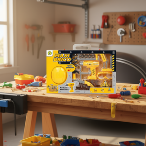 Ensemble d'outils en plastique Maxi Brico 48x32 cm avec casque et perceuse pour enfants de 2 à 4 ans - Product Image 3