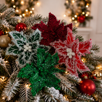 Fleurs de Noël artificielles en polyester, couleur et taille personnalisées, haute qualité, décoration pour la maison, les fêtes, les centres commerciaux, les festivals, vente en gros