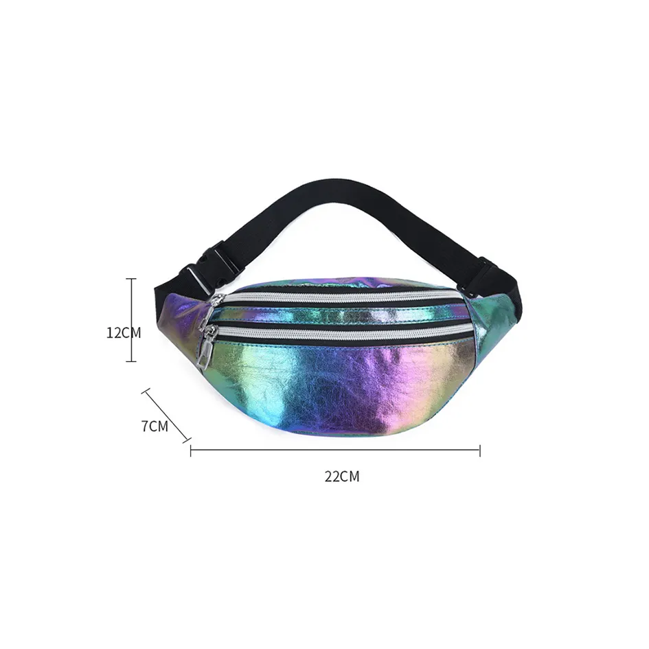 2022 Holographic marsupio ologramma marsupio Laser PU Beach Travel Banana Hip Bum Zip marsupio donna marsupio per ragazze