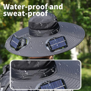 Nouvelle vente ventilateur solaire chapeau de pêche en plein air avec anneau en acier pulvérisation crème solaire chapeau de soleil approprié travail en plein air et pêche - Product Image 6