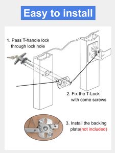 Verrouillage automatique à poignée en T de porte de garage sectionnelle argentée de 104mm pour porte de garage - Product Image 6