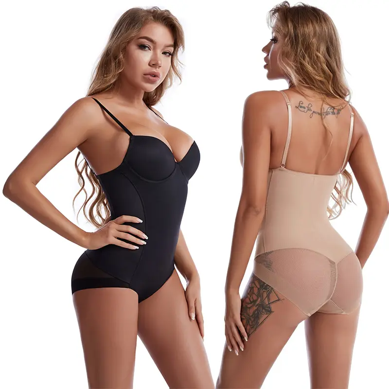 Sous-vêtements de mise en forme du corps de soutien de la poitrine contractant du ventre soutien-gorge Push up avec anneau en acier ouvert entrejambe Corset modèles en maille