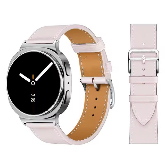 Pink Genuine Leather Watch Strap for samsung Watch 8 Band Breathable Smart Watch Bracelet Accessories