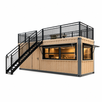 Restaurant Barbecue Modulaire Mobile en Conteneur 20ft 40ft Structure en Acier Galvanisé Durable Zone de Repas sur le Toit Maison de Luxe