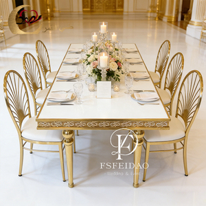 Table de salle à manger de style moderne, base en acier inoxydable, design luxueux, style mid-century - Product Image 5