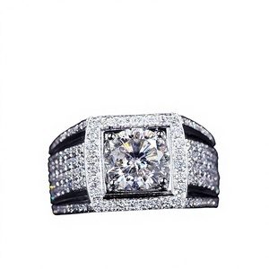 Bagues de mariage pour hommes Nouveau style Or 14 carats 3 Ct Coupe ronde <span class=keywords><strong>Super</strong></span> blanc Moissanite Diamant Bagues pour hommes - Product Image 1