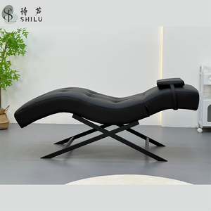 Cama de Masaje Facial Curva con Base Eléctrica Ajustable en Altura, de Cuero Negro, para Salón de Belleza Moderno, Hotel de Lujo, Fábrica ShiLu - Product Image 2