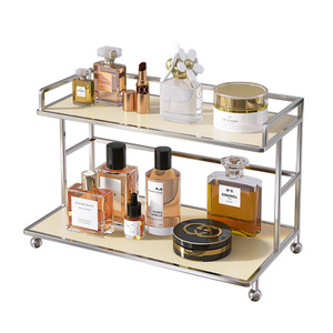 Modern Metal &amp; Acrylic 2-Tier Vanity <strong>Shelf</strong> for Makeup Storage <strong>Counter</strong> <strong>Top</strong> Display Rack - Product Image 1