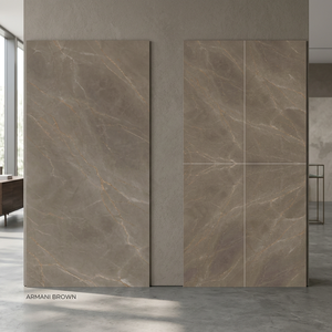Baldosas de porcelana de gran formato 1200x2400mm Aramani Brown, piedra sinterizada para decoración de paredes y suelos de lujo - Product Image 1