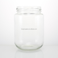 Pot en verre vide à large ouverture, rond, 730 ml, pour cornichons, aliments en conserve, confiture, miel, mayonnaise, avec couvercle métallique