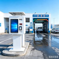 Borne de paiement libre-service pour lavage auto, étanche, autonome, avec lecteur de carte, scanner QR et acceptation de paiement en espèces pour station de lavage automobile