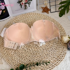 924 # Sujetador con aros push-up sin tirantes Sexy para mujer 1/2 Copa Color sólido moda Popular verano moda punto ajustado al por mayor - Product Image 5