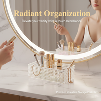 Kotak Penyimpanan Kristal Bening Persegi Panjang Kecil Multilattice Plastik PS Organizer Perhiasan Kosmetik Meja Kerja