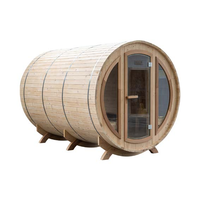 Sauna de barril de madera para 4 a 6 personas, con calefacción eléctrica exterior, diseño rústico de madera maciza, funciona con enchufe de 220-240V